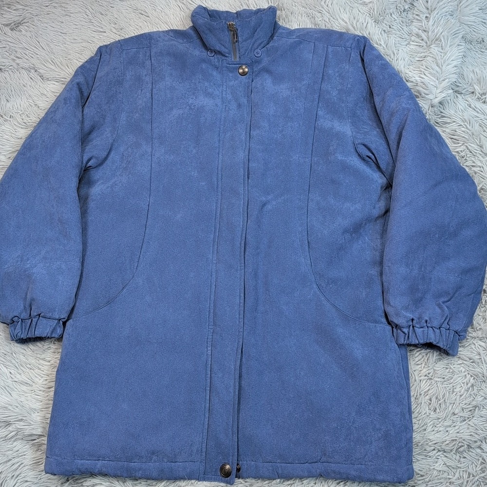 Worthington Jacket Womens M Tall Blue Coat‎ Pockets Zip Up Career Soft Cozy Warm